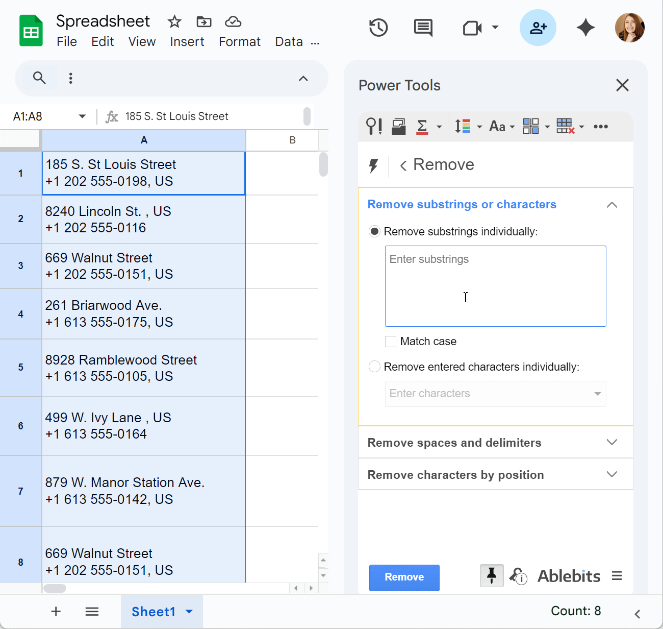 Using Power Tools to remove text. Using Power Tools to remove text.