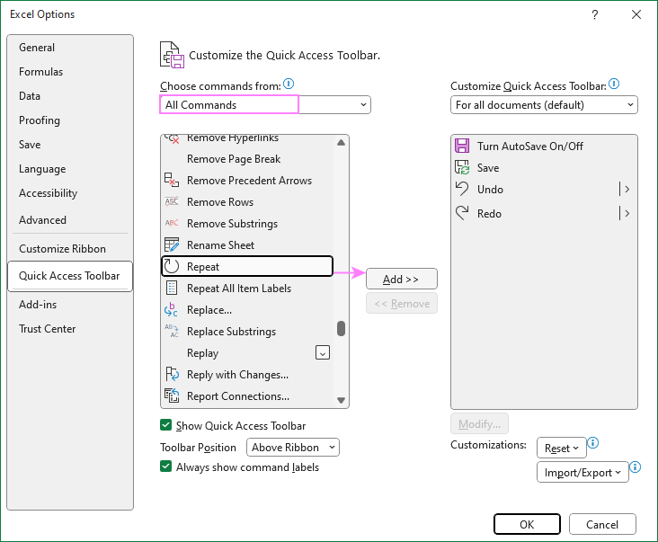 How to Use Undo, Redo, and Repeat in Excel