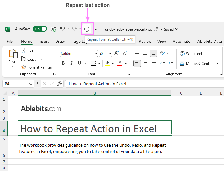 Undo, redo, or repeat an action - Microsoft Support