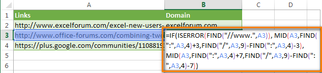 extract domain names from text