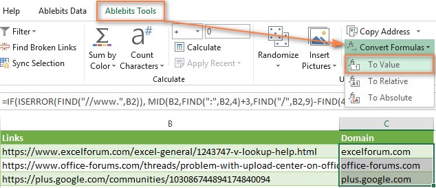 microsoft excel formulas convert to access formulas