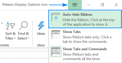Hide ribbon completely including all tabs and commands.