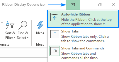 How to show hide and restore missing ribbon in Excel