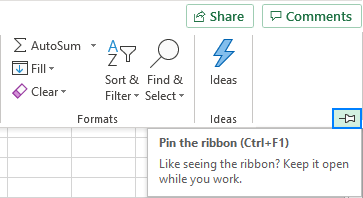 ribbon excel hide restore unhide missing