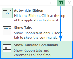 Unhide the ribbon in Excel.