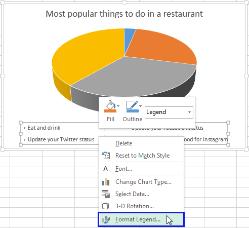 change the legend in excel for a pie chart on a mac