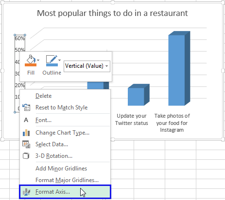 Right click on the Vertical axis and select the Format Axis item from the menu