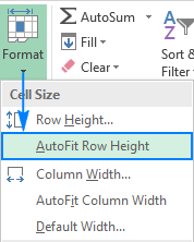 AutoFit row height in Excel.