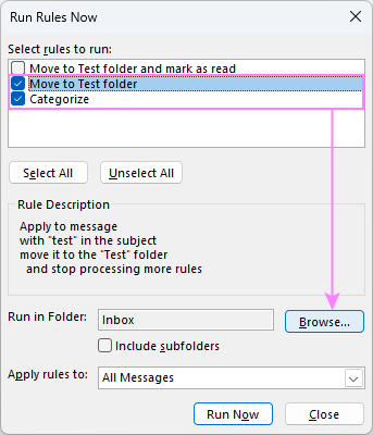 Select the rules to run.