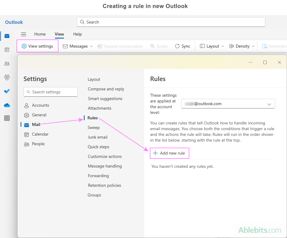 How to create email rules in new Outlook and web