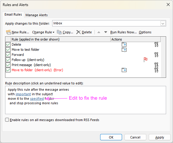 Outlook rules not working: find causes and fix errors