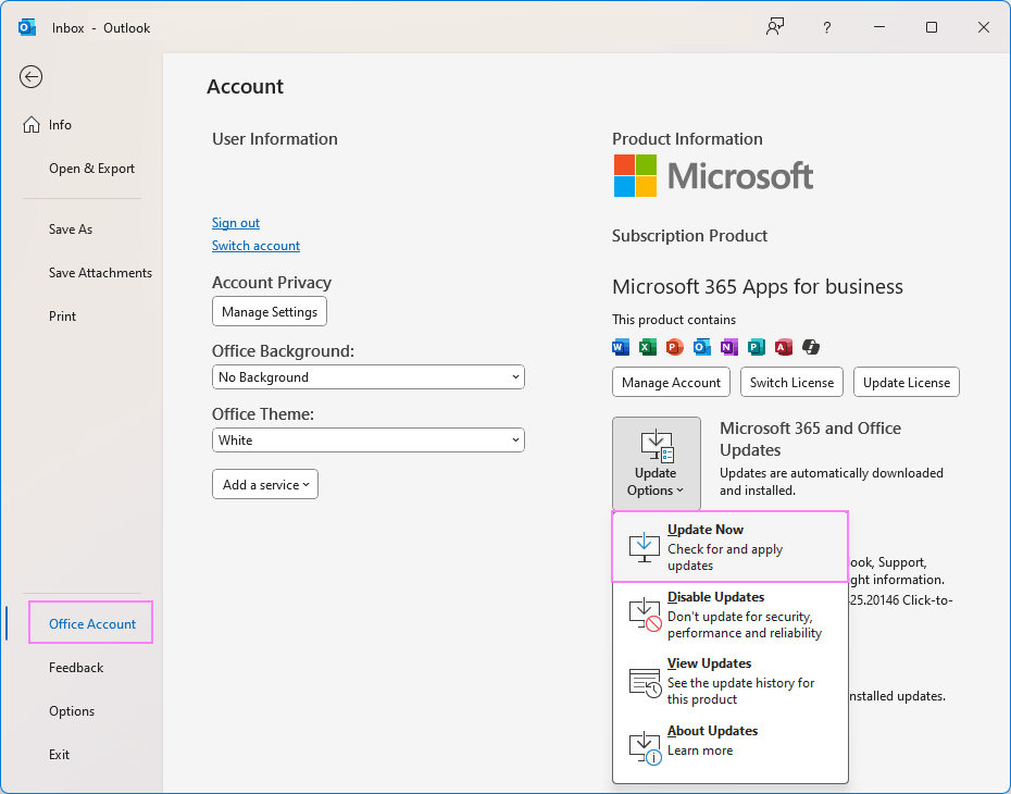 Update Outlook to the latest version.