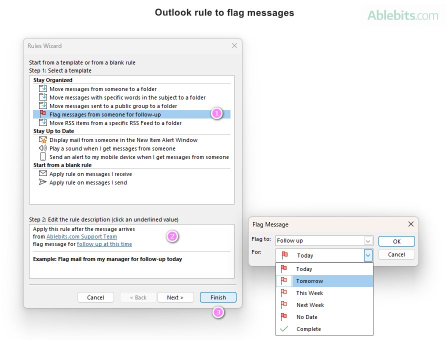 Make a rule to flag messages in Outlook.