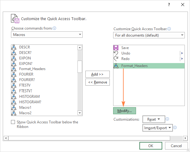 assign macro to button on ribbon