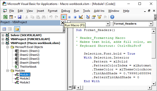 edit excel macro