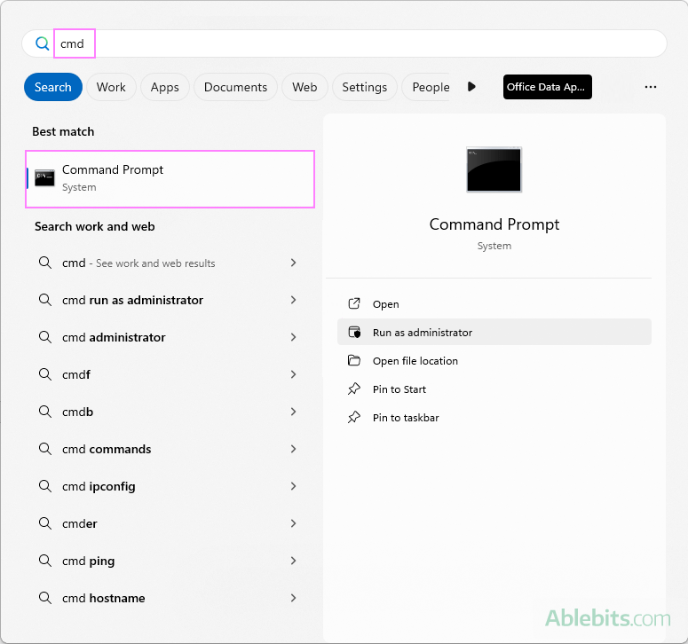 Open Command Prompt on Windows.