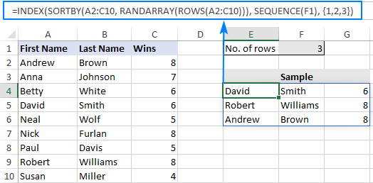 Selecting random rows in Excel without duplicates