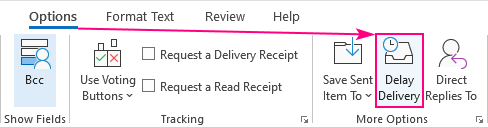 how to delay delivery in outlook 2016