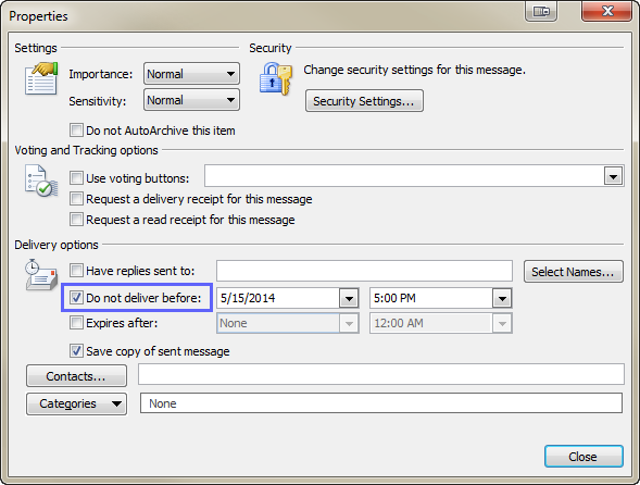 how to delay an email in outlook on a mac to a later date