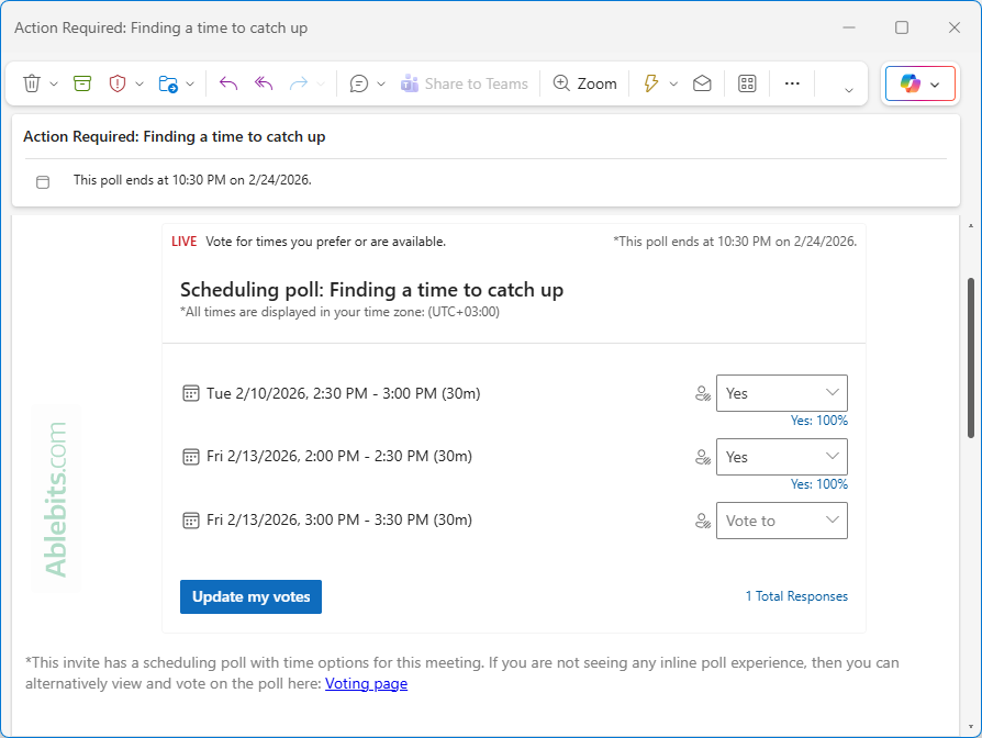 Scheduling Poll in Outlook