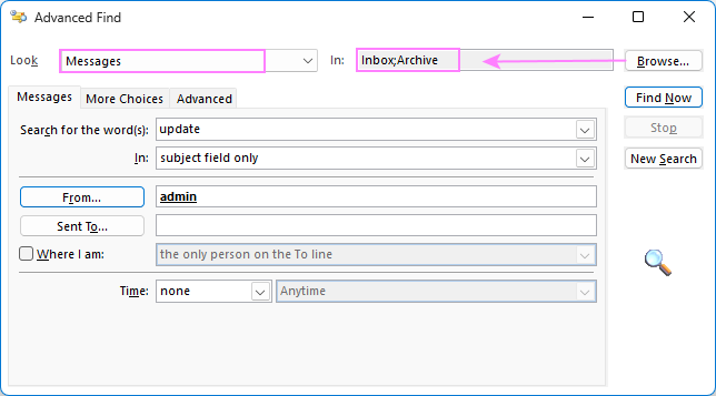 Use Advanced Find in Outlook to refine searches.