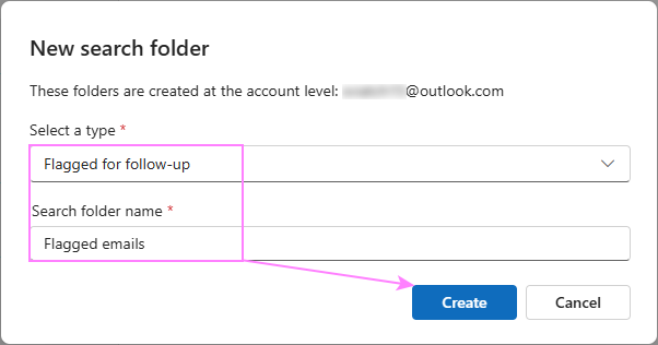 Name your search folder and save it.