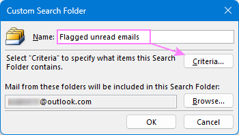 Define the criteria for the search folder.