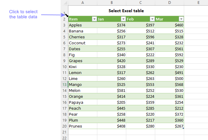 excel select all rows below