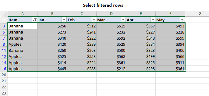 Select filtered rows with certain value.