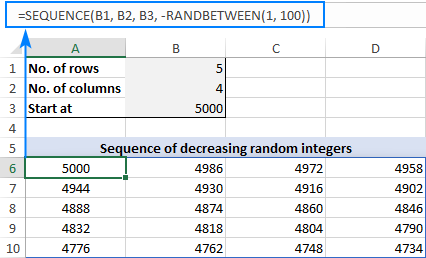 sequence formula excel