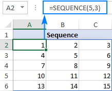 Sử dụng hàm SEQUENCE để điền vào một dải ô