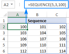 A sequence starting at a specific number