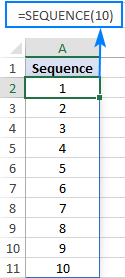 SEQUENCE function in Excel auto generate number series