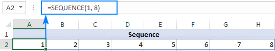 Formula to generate a horizontal sequence