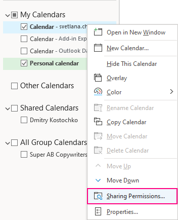 How to share Outlook calendar