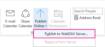 Publishing Outlook calendar to WebDAV Server