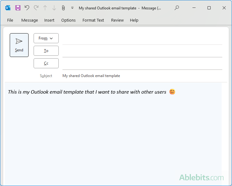 Compose and format a message in Outlook.