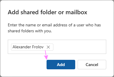 Add a shared folder to the new Outlook.