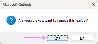 Confirm the mailbox removal.