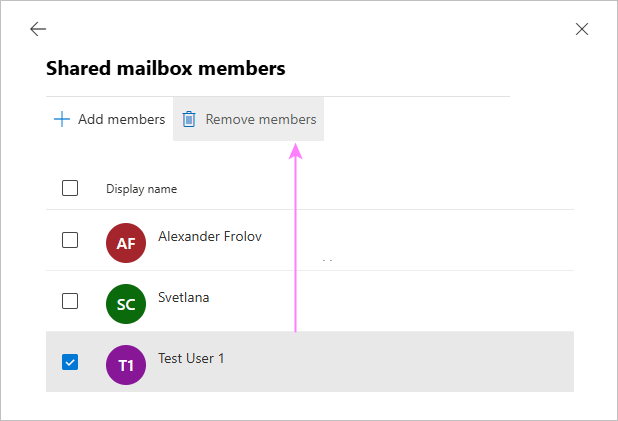 Remove a user from the shared mailbox.