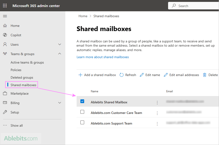 Select the mailbox you want to add a member to.