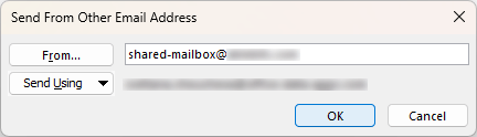 Type the shared email address in the From field.