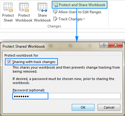 Share Excel workbook and protect change tracking.