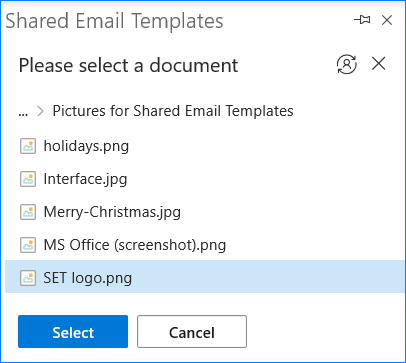 Chọn hình minh họa cần thiết từ SharePoint của bạn để dán