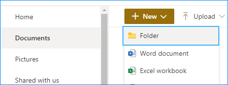 Create a new folder in SharePoint