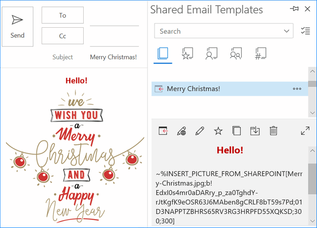 An email with formatting and image pasted from Shared Email Templates