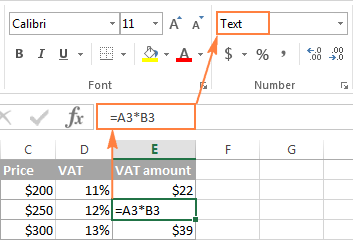 ms excel formula results not displaying