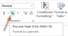 How to format the range 2025 with percent style in excel