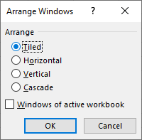 Choose how to arrange Excel windows.