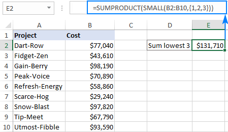 A formula to sum smallest 3 values